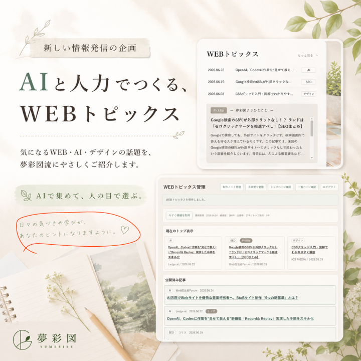 「AIと人力でつくる、WEBトピックス」に掲載している画像